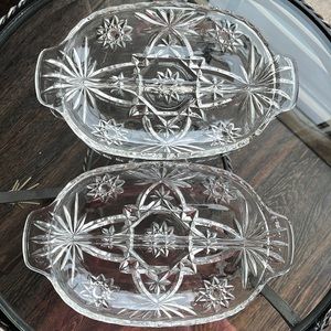 Vintage Pinwheel Cut Crystal Split Dish
